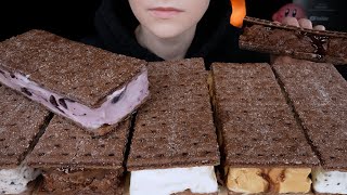 ASMR Chocolate Graham Cracker Ice Cream Sandwiches  Coffee Syrup Cherry Vanilla Cookie Dough [upl. by Anivid]