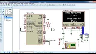 PIC16F877A with SSD1306 OLED and DHT11 sensor Proteus simulation [upl. by Eimyaj]