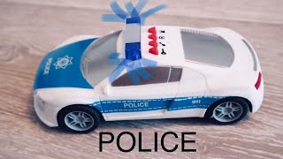 MAȘINA DE POLIȚIE CU SUNETE POLICE CAR TOY REVIEW AND SOUNDS  HORN ENGINE START REVERSE [upl. by Nosnevets]