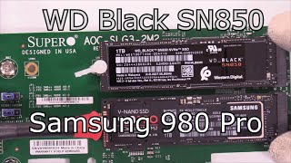 Samsung 980 Pro vs WD Black SN850 on Supermicro Dual M2 NVMe Adapter [upl. by Isborne150]