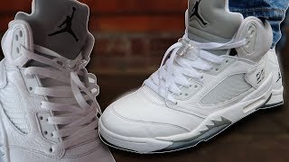 How To Lace Jordan 5s w ON FEET  Featuring Metallic Silver THE BEST WAY [upl. by Aizatsana781]