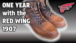 Red Wing Classic Moc 1907  One Year Update  Copper Rough amp Tough Leather  How have they changed [upl. by Auqinaj]