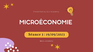 Microéconomie S1 séance 3 Analyse ordinale 2023 [upl. by Kcirrad490]