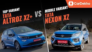 Tata Altroz XZ vs Tata Nexon XZ  Picking the right turbopetrol  CarDekhocom [upl. by Ahsikal]