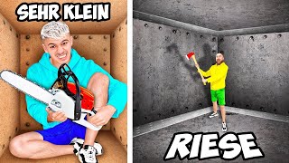 Klein vs Riese Unzerbrechliche Boxen DRINNEN GEFANGEN CHALLENGE [upl. by Elokin]