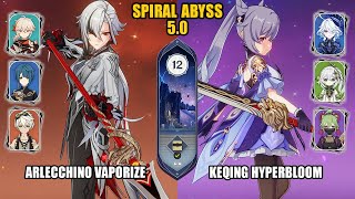 F2P Arlecchino Vaporize amp Keqing Hyperbloom  Spiral Abyss 50  Floor 12  Genshin Impact [upl. by Dnar291]