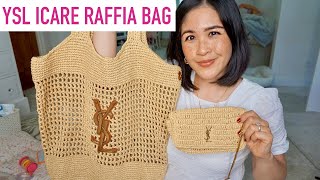 BOUJEE ON A BUDGET YSL ICARE RAFFIA BEACH BAG  Sam Loves [upl. by Yentruocal]