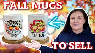 🍁 ADORABLE  Fall Coffee Mugs with Cricut  Cricut Mug Press Tutorial [upl. by Anirdnajela]