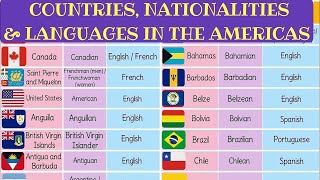 List of North Central South American Countries with Languages Nationalities and Flags [upl. by Perdita]