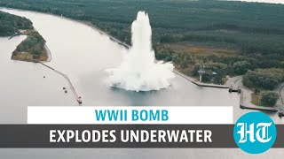 Watch World War II bomb explodes underwater in Poland no injuries [upl. by Friedlander947]