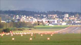 Denim Air Fokker50 landing runway 14 at ZRH [upl. by Vanzant]