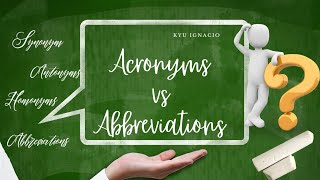 ACRONYMS VS ABBREVIATIONS  Definition amp Examples [upl. by Anitnerolf]