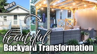 BEAUTIFUL BACKYARD TRANSFORMATION  SMALL BACKYARD MAKEOVER ON A BUDGET  SUMMER 2023 [upl. by Ursula390]