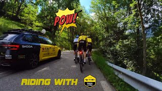 On the way to Italy with Jonas Vingegaard Wout van Aert and Laporte 🐝 [upl. by Skip604]