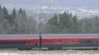 Railjet Züge der ÖBB auf den Weg nach PayerbachReichenau am Semmering im Winter [upl. by Oric]