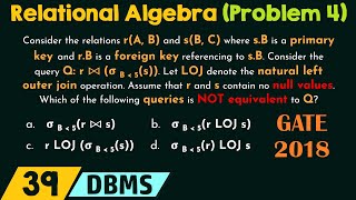 Relational Algebra Solved Problem 4 [upl. by Ahsienyt]