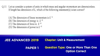 Q11 JEE Advanced 2019 Paper 1 Physics  Malayalam Solution  Unit amp Measurment [upl. by Beitch]