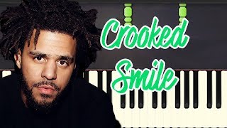 🎹J Cole  Crooked Smile ft TLC Piano Tutorial Synthesia❤️♫ [upl. by Griggs]