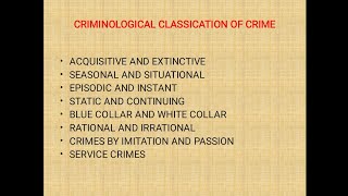 CRIMINOLOGICAL CLASSIFICATION OF CRIMES [upl. by Vassily]