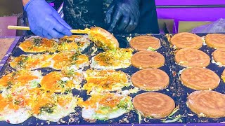 japanese street food  OSAKAYAKI osaka version of okonomiyaki [upl. by Ahsitnauq]