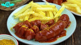 DELICIOUS CURRYWURST with FRIES  GERMAN CURRY SAUSAGE [upl. by Ednalrim]