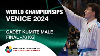 CADET KUMITE MALE 70 KG FINAL  A TOMMASINO ITA VS J SALJIU MNE  WORLD KARATE FEDERATION [upl. by Ardnaxela996]