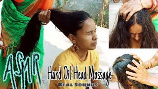 Hard Head Hair Oil Scalp Massage with Real Sounds  Indian Barber Style ASMR Relaxation [upl. by Annaeerb]