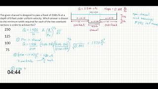 PE Exam Practice Problem 10 Water Resources  Mannings Equation  Open Channel Flow [upl. by Enilecram521]