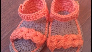 Sandalias de verano para bebé a Crochet  Parte 2 [upl. by Lednic]