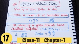 Daltons Atomic theory Class 11 chapter 1 Some basic concepts of chemistry yourtutor class11 [upl. by Lehcear309]