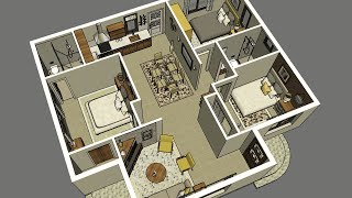 90m2  Simple house plans with 3 Bedrooms 2 Baths [upl. by Ynomrah]