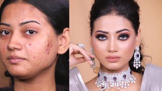 PIMPLE SKIN MAKEUP  Oily Skin Makeup Tutorial  Long Lasting Makeup  pkmakeupstudio [upl. by Ajroj630]