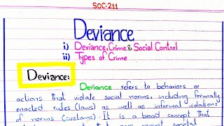 Deviance  Crime  Types of Crime  Social Control SOC211 pu [upl. by Gina]