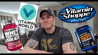 Vitamin Shoppe Brand vs Vitamin World Brand Whey Protein Isolate  Chocolate Peanut Butter [upl. by Dorene]