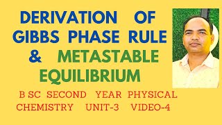 Derivation of Gibbs phase rule amp Metastable Equilibrium physicalchemistry B SC PT 2 U3 PHASE V4 [upl. by Naro]