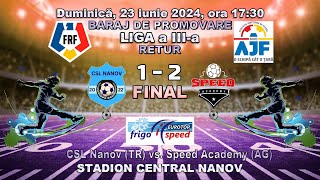 CSL Nanov TR vs ACS Speed Academy Pitești AG [upl. by Blaine174]