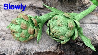 ABC TV  How To Make Artichoke Flower From Crepe Paper Slowly  Craft Tutorial [upl. by Latham]