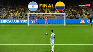 Argentina vs Colombia FINAL  Penalty Shootout  Copa America 2024  Messi vs James  PES Gameplay [upl. by Anilef785]