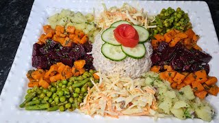 سلطة مغربية رائعة ومتنوعة والأهم من ذلك مغذية غتحمر ليك وجهك مع ضيوفك😚Salad jardinier [upl. by Noreik440]