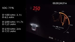 Tesla Model S P100D Ludicrous acceleration 0250 kph 0155 mph on German Autobahn [upl. by Nnylyma]