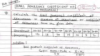 Measure of skewness karl Pearsons coefficient of skewness BTech  Business Statistics  NEB [upl. by Enimsay710]