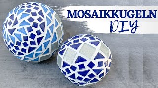 💎 DIY – Mosaikkugel  Mosaik auf Styropor kleben  Deko Kugel [upl. by Aivatra36]