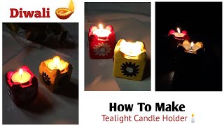 Wall Putty Tealight Candle Holder🕯️ Tulsi Diya For Diwali 🪔diwali decoration [upl. by Custer]