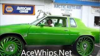 AceWhipsNET Bree s SlimeGreen Oldsmobile Cutlass on 28quot VF602 ASANTIS [upl. by Nonnarb408]