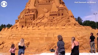 WEB EXTRA Worlds Tallest Sandcastle in Denmark [upl. by Sheeran]