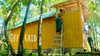 Couple Building Off Grid Cabin in the woods 2022 [upl. by Mitzl]