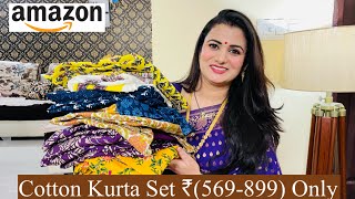 Affordable Amazon Cotton Kurta Set Haul Under ₹899 Kurta Pant Set With Dupatta Anarkali Kurti [upl. by Aicirpac]