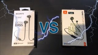 JBL VS SONY  Pertandingan dua Earphone JBL T205BT VS SONY WIXB400 INDONESIA [upl. by Aicats]