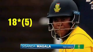 Sisanda Magala batting against West Indies  Magala 3 sixes in one over complete analysis amp details [upl. by Leela]