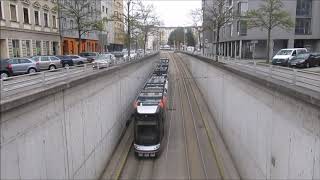 Tram  Strassenbahn  tunnel in Linz  Villamos  Bombardier  Ligh rail [upl. by Misty]